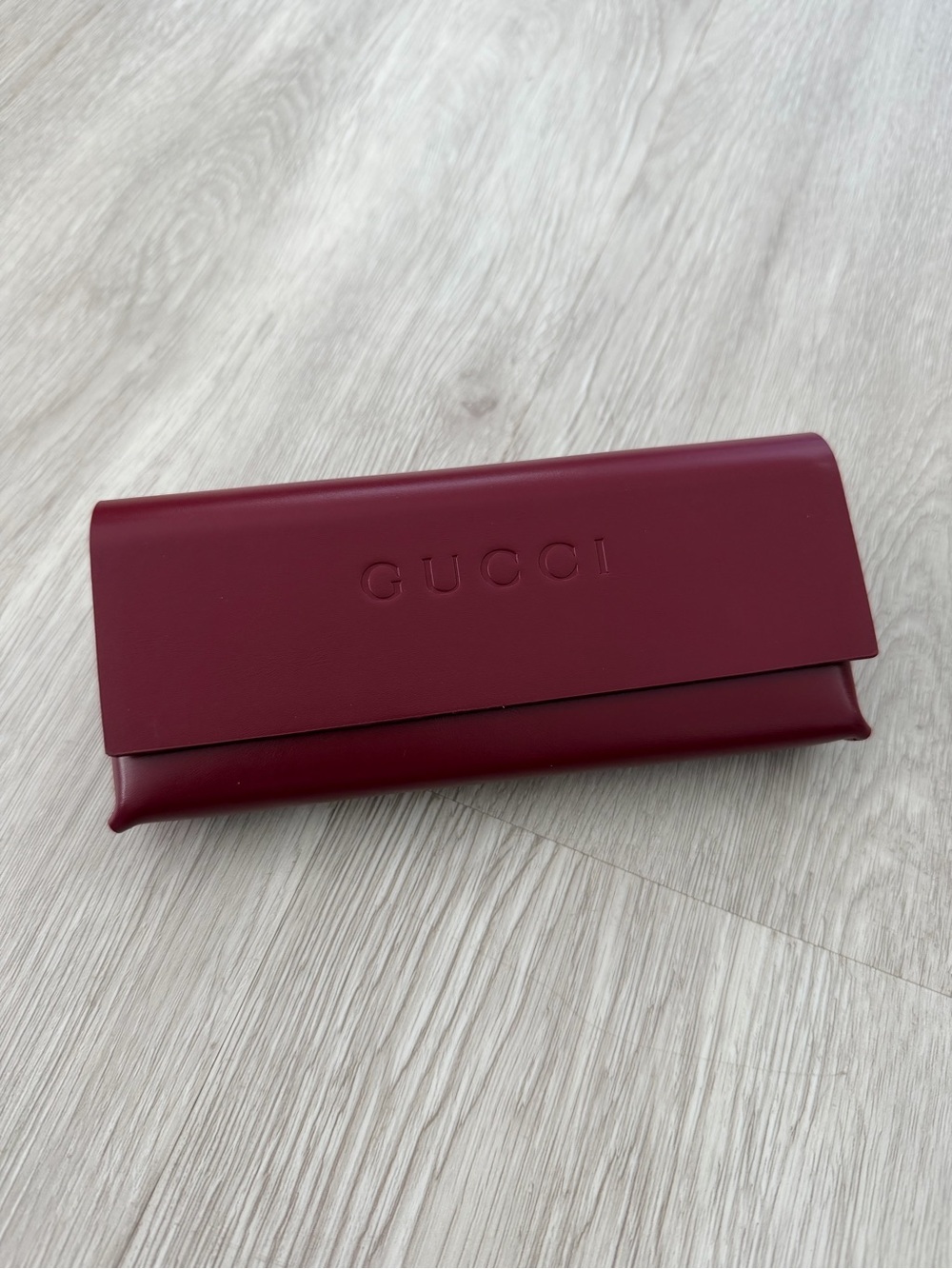 Gucci Burgundy Fold-Over Sunglasses Case and Cloth